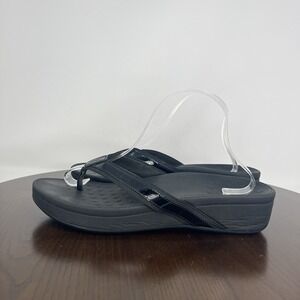 Vionic High Tide Sandals Women's 11 Black Platform Wedge Thong Flip Flop Comfort